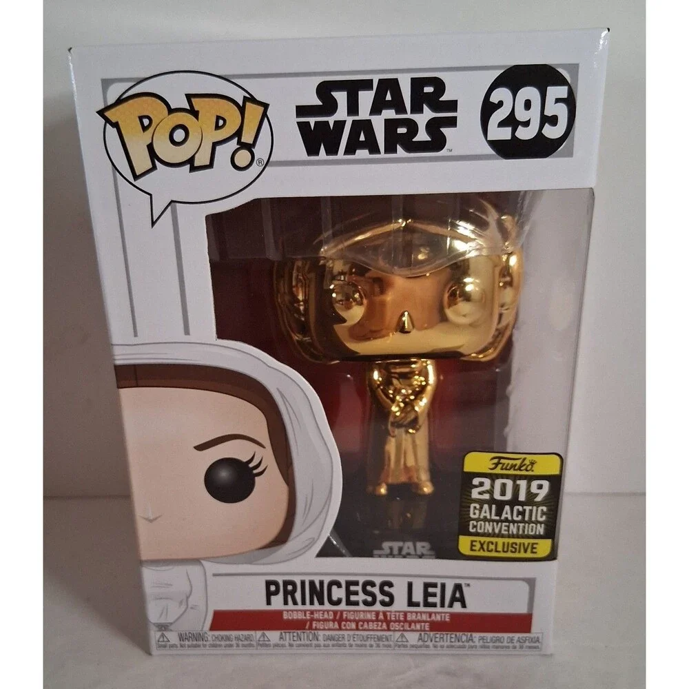 Funko Pop! Star Wars PRINCESS LEIA 295 (Gold Chrome) 2019 Galactic Con Exclusive